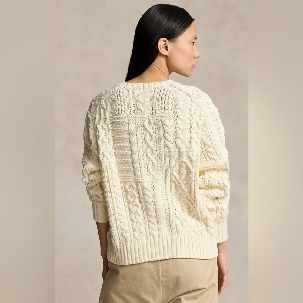 Ralph Lauren Aran-Knit Flag Cotton Sweater - Picture 3 of 8